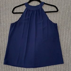 EUC 1. STATE Halter-style Blue Crepe Summer Top